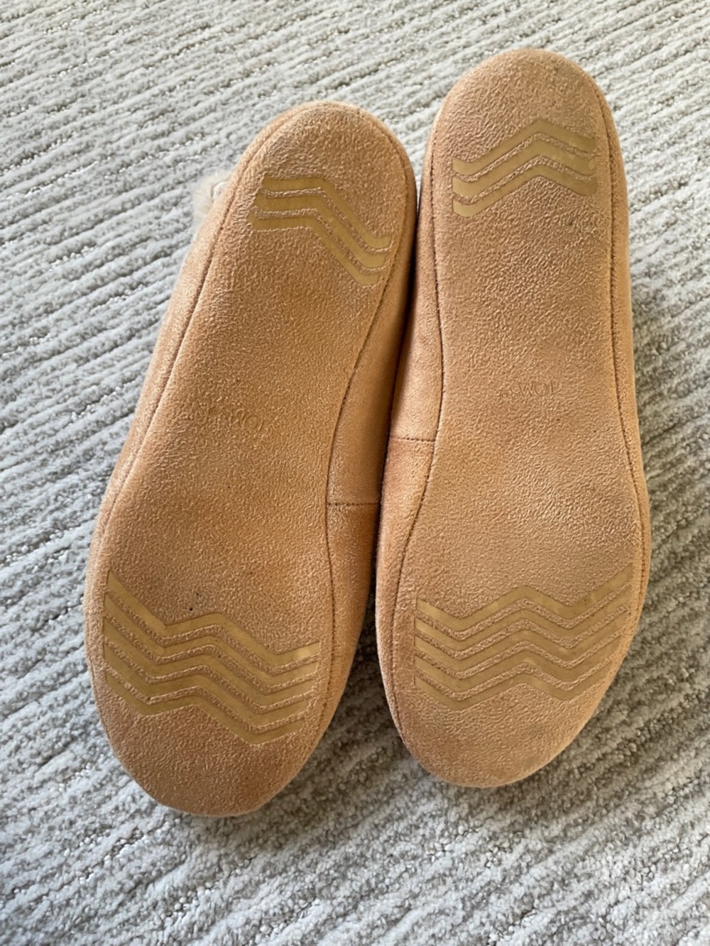 Toms Cream Speckled Fleece-Lined Ankle Slippers with Tan Suede Trim Size 9 - Picture 4 of 4